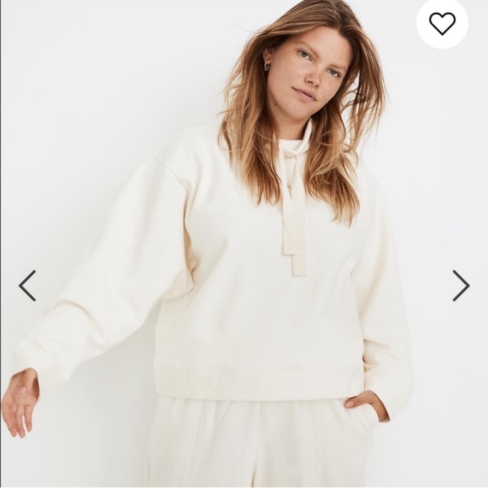 Madewell ribbed funnelneck Cream Pullover Sweatshirt